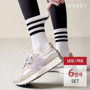 [메리삭스] 푹신한 쿠션양말 남녀 커플템 6켤레 세트/런닝양말/무료배송