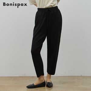 허리스트링 니트 배기 팬츠