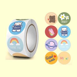 곰돌이 500pcs 지구캔 구디백 다꾸 롤스티커 믹스 (62 다이어리꾸미기 꾸미기스티커 구디백포장