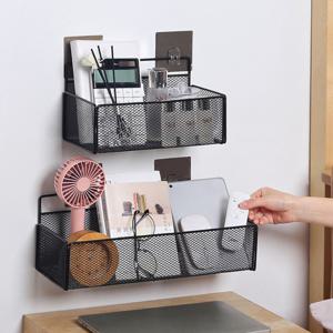 촘촘 무타공 벽걸이 철제 메쉬 선반 사무실 책상 정리함 욕실 용품 수납함
