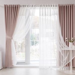 슈가파우더 형상기억 암막+디망쉬 레이스 거실 특대형커튼 4장+커튼봉15자