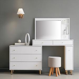 엘리브 골드니스 3단 3칸 화장대 LED거울 pn816