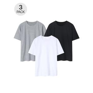 [하프클럽] 3장세트/ 코마사 30수 라운드 면 반팔 티셔츠 학생티 이너 레이어드 무지