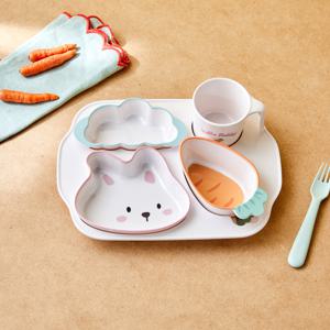 ON 동물친구들24 토끼 어린이 멜라민 식기 식판 5P세트