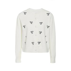 리본 자수 라운드넥 가디건 GRAN1CD131