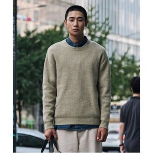 [STCO] 솜사탕_ 라운드 솔리드 니트 카키 (오버핏)-SKTVD52OSK