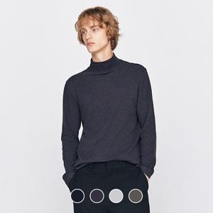 지오다노 남성 겨울 기모 반목넥 기본핏 솔리드 무지 면 긴팔 티셔츠 025951