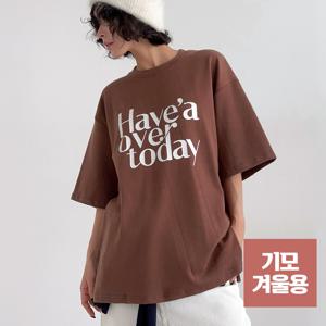 [엘브랜드] 기모반팔T 투데이 피치기모 박시티셔츠