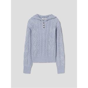 케이블 후드 풀오버  스카이 블루