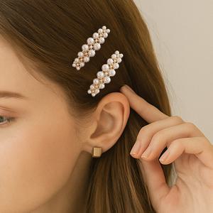 마아르 진주 큐빅 앞머리 옆머리 포인트 여성 머리핀 자동핀 A271