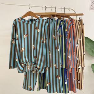 [브리치]  /  2사이즈  마이홈 기모 스트라이프 상하복 세트 잠옷(4color)