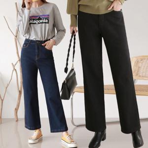 [브리치] 프롬하트 /  프롬하트   55 88 겨울 기모안감  히든밴딩 스판 와이드 청바지