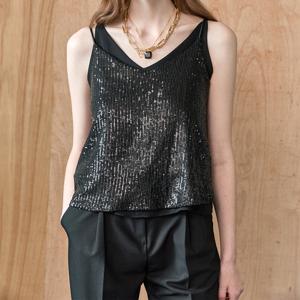 [마쟈] 스팽글 뷔스티에 슬리브리스 탑