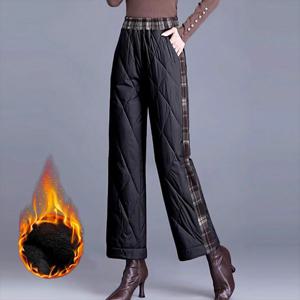 [하프클럽] (55~88)2종세트 체크누빔패딩팬츠 여성패딩바지 방한바지 겨울등산바지 바지세트 여성기모팬츠 여