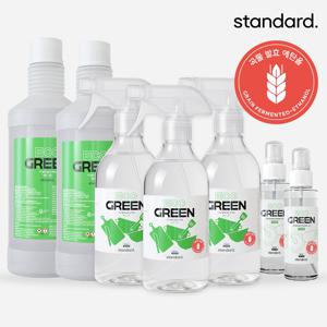 스탠다드 에코그린 살균소독수 본품 3개 리필 2개 휴대용 2개 곡물발효주정 식품첨가물 에탄올 식중독예방 국내생산
