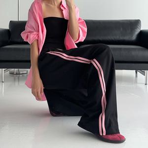 [엘브랜드] 스타 배색 두줄라인 기모 트랙팬츠/겨울 트레이닝 팬츠