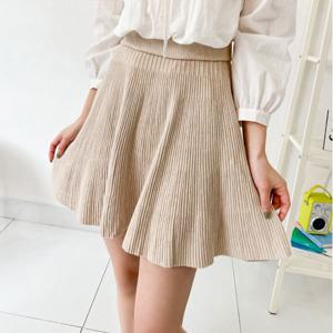 [하프클럽] 밴딩 하이웨스트 주름 플리츠 A라인 니트 미니 스커트 7447 여성의류
