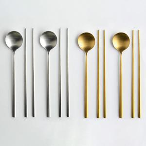 퀴드노비 무광 스텐 한식 수저 4인세트 2color 택1 어른용 숟가락+젓가락