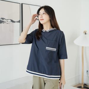 엄마옷  후드테이프여름티셔츠-RTE2404025-