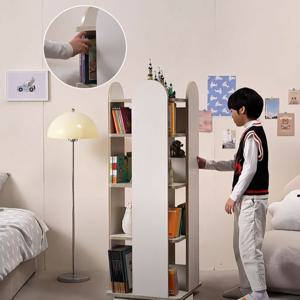 라미 회전 책장 3단 바퀴달린 360도 돌아가는 회전책꽂이 E0등급자재 국내제조 크림화이트