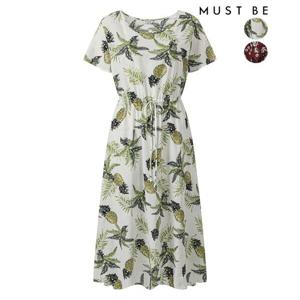 여성 여름 패턴 허리 스트링 원피스