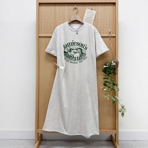 [브리치]  / 자메이슨 나염 프린팅 루즈핏 반팔 롱 면원피스 2colo