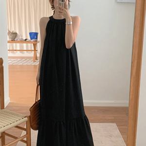 [하프클럽] 공공 여름 레이어드 나시 하객룩 휴양지원피스 빅사이즈 홀터넥 동남아 휴가 바캉스룩 블랙 베이지
