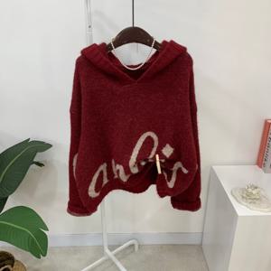 [브리치]  / 호나 레터링 벌룬핏 후드 긴팔 니트 3color