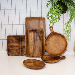 아카시아 나무 접시 그릇 우드 식기 플레이팅 플레이트 캠핑 홈데코 자연 친화적 소재