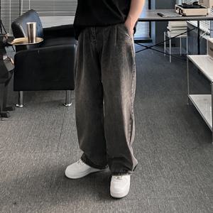 [브리치] 유인맨즈 / 남자와이드데님 흑청 남자연청바지 남자통청바지