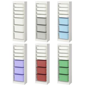 TROFAST 트로파스트 수납장+바구니7개 프레임 화이트 46x30x146cm/서랍장/정리함