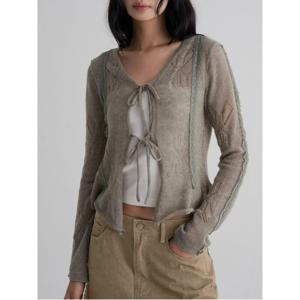 레이스패치 긴팔 가디건 - 베이지 (16595ALYKA)