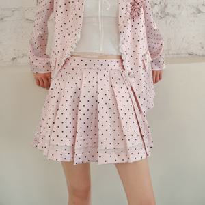 [12월26일 예약배송] Cest_Polka dot lace pleated skirt
