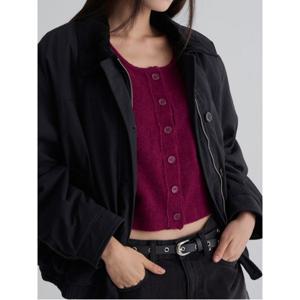 코듀로이 칼라 패디드 보머 재킷  네이비