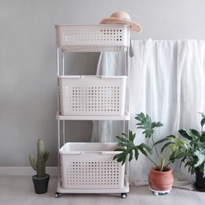 이동식빨래바구니 수납형 더블와이드 3단 A형/B형
