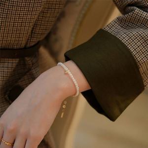 [브리치]  / 골드볼 심플 4mm 미니 진주 구슬 패션 팔찌 뱅글