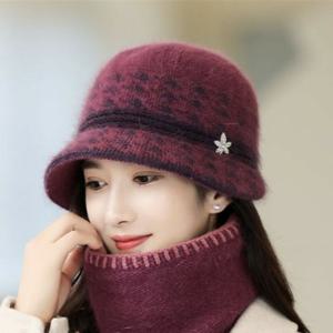 [브리치]  / 큐빅 포인트 중년 여성 울 모자 엄마 할머니 선물