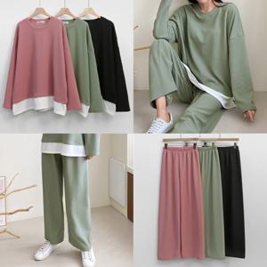 [브리치]  / 빅사이즈배색투피스 V127L508 심플오버핏트레이닝세트