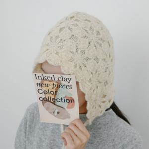 [브리치] 옷자락 / 여성 꽃무늬 니트 후드 모자 턱끈 보넷