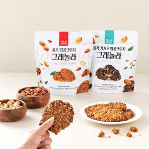 땅콩&카카오 크런치 그래놀라 150g 2개입 무설탕 고단백 통곡물 견과류 시리얼