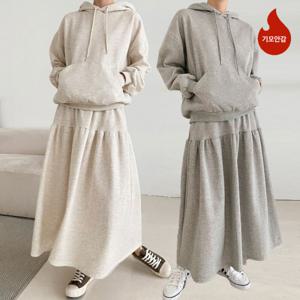 [브리치]  /    여성 빅사이즈 소프트 기모 후드 스커트 투피스세트