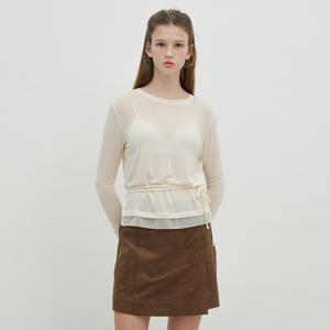 [정가79,000]쉬폰 배색 슬림 티셔츠 OH5WE9860