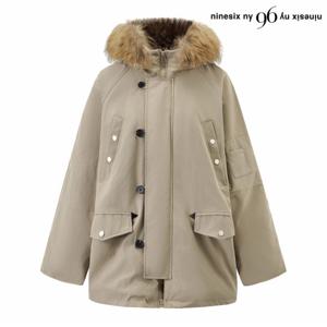 정상가:209,000원 ㅣ 퍼 배색 탈부착 야상 스트링 하프 긴팔 자켓 (NP4JK019L0)