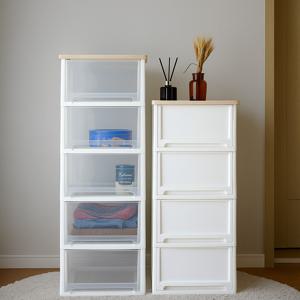 어반 우드상판 베이직 플라스틱 서랍장 5단 투명 수납장