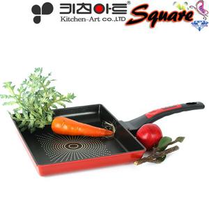 키친아트 스퀘어 다이아몬드코팅 칼라 주물 지단팬 27cm 사각