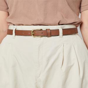 [선물포장/쇼핑백동봉]브라운 슬림 무광버클 소가죽 비조 여성벨트 DBBE5F742J