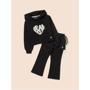 여아 하트 그래픽 포인트 상하 세트 - 블랙