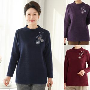 [엄마옷  차움꽃장식반폴라기모티셔츠