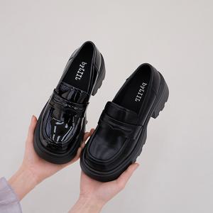 7cm키높이 통굽 캐주얼 에나멜 무광 오버솔 로퍼단화