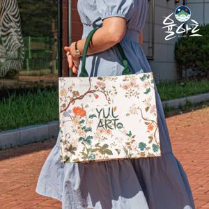 전통 민화 화훼도 사각 도트백 보부상 캔버스백 토트백 가벼운 가방 숄더백 데일리백 천가방 여성가방 캐주얼 굿즈